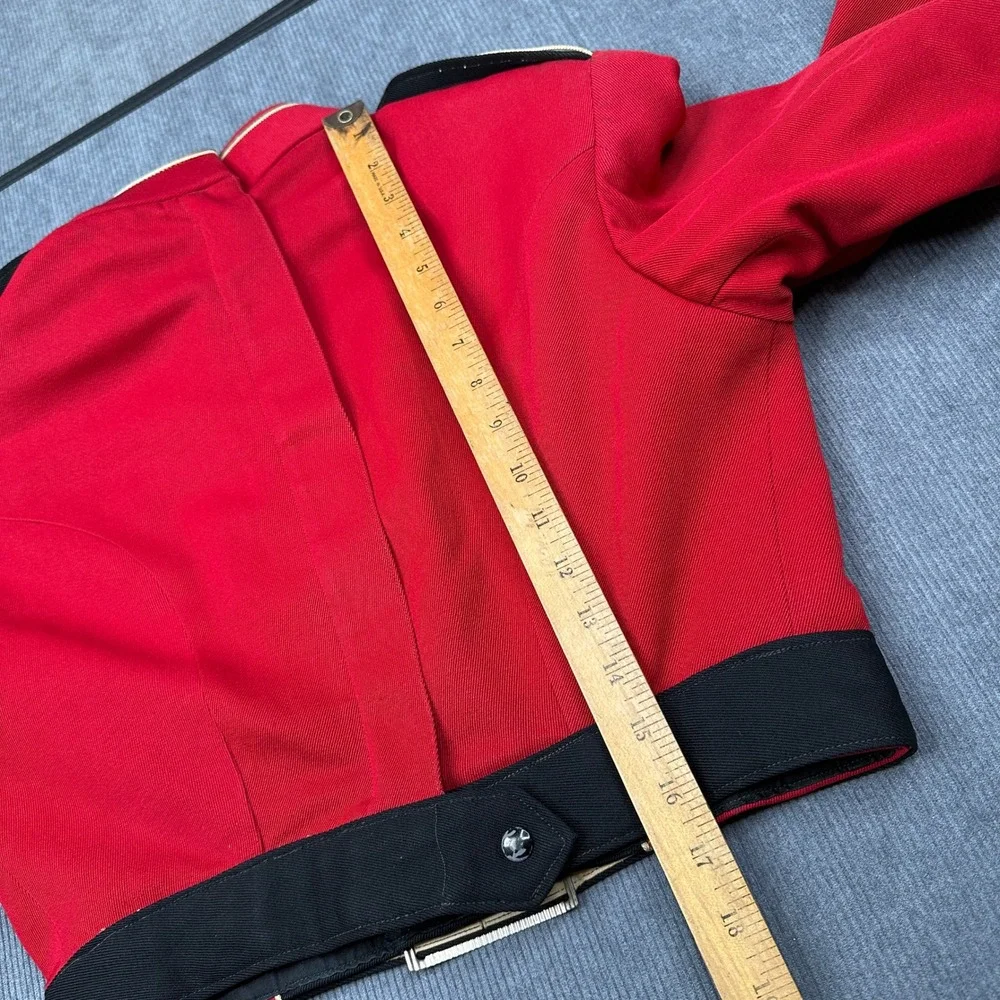 Vintage Sol Frank Uniforms Red Black Band Jacket Cropped Military Costume 80